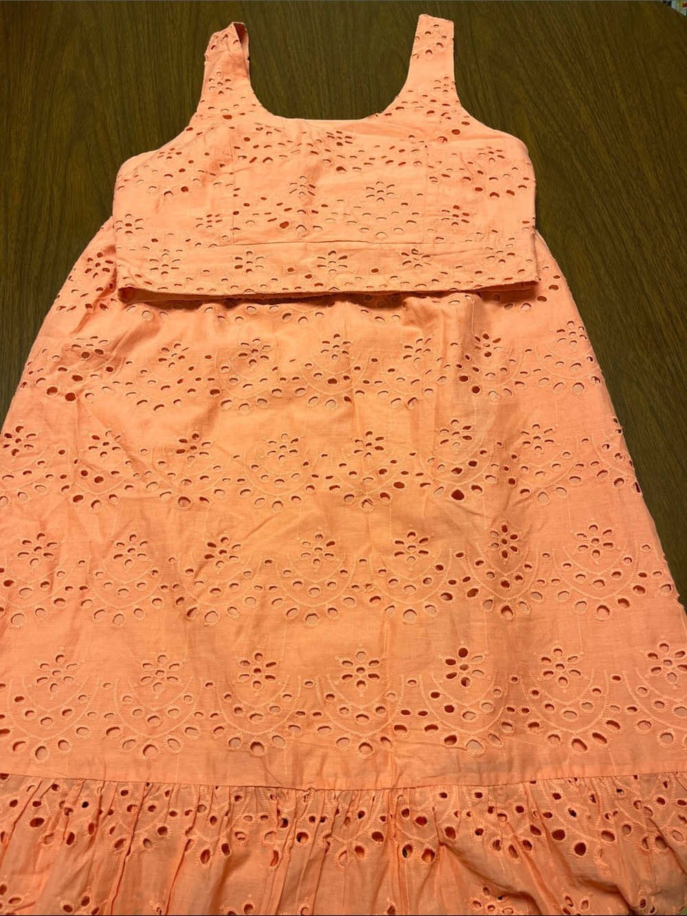 Joie 2-piece orange eyelet skirt and top set, size medium, new without tags